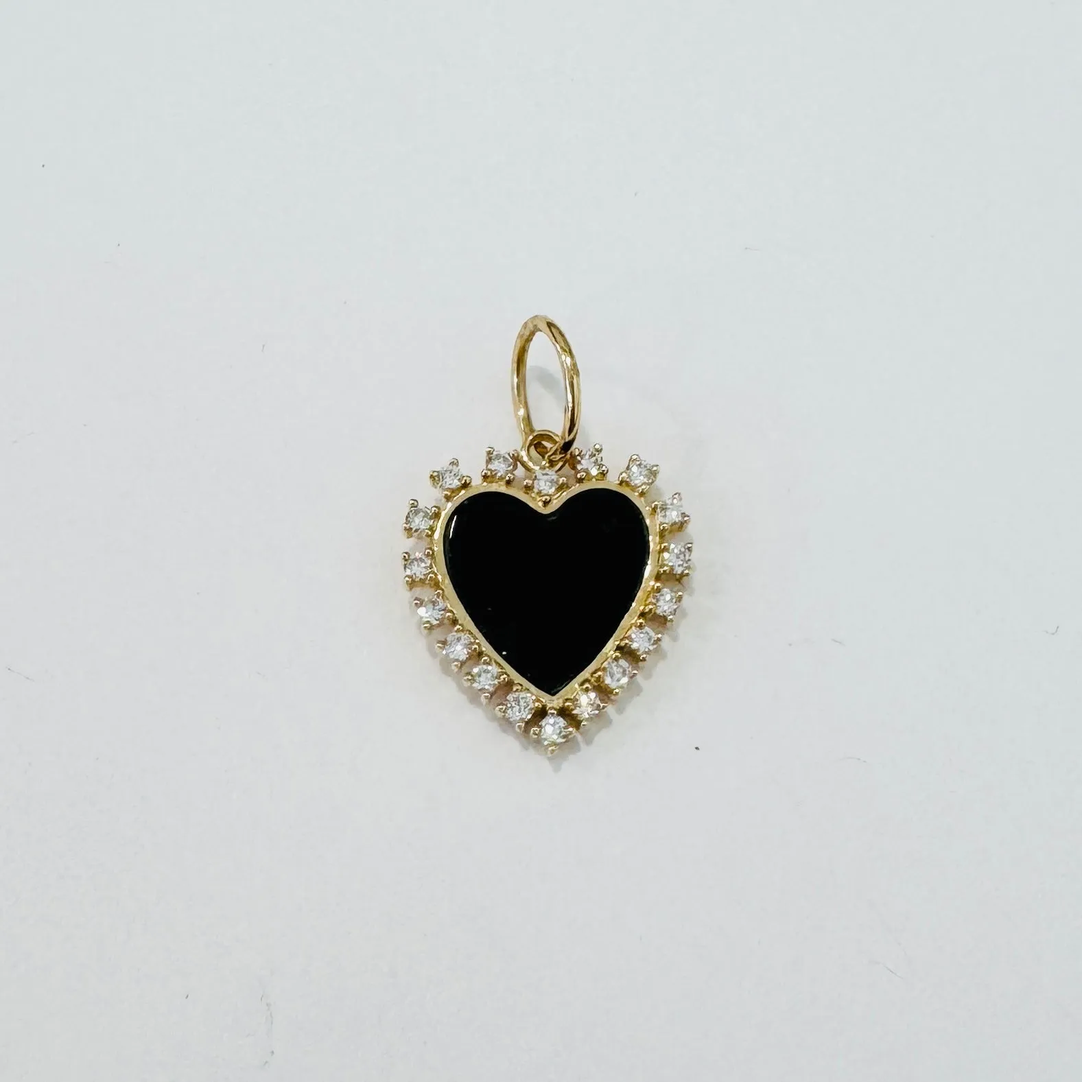 onyx and diamond heart pendant sold by Theodosia