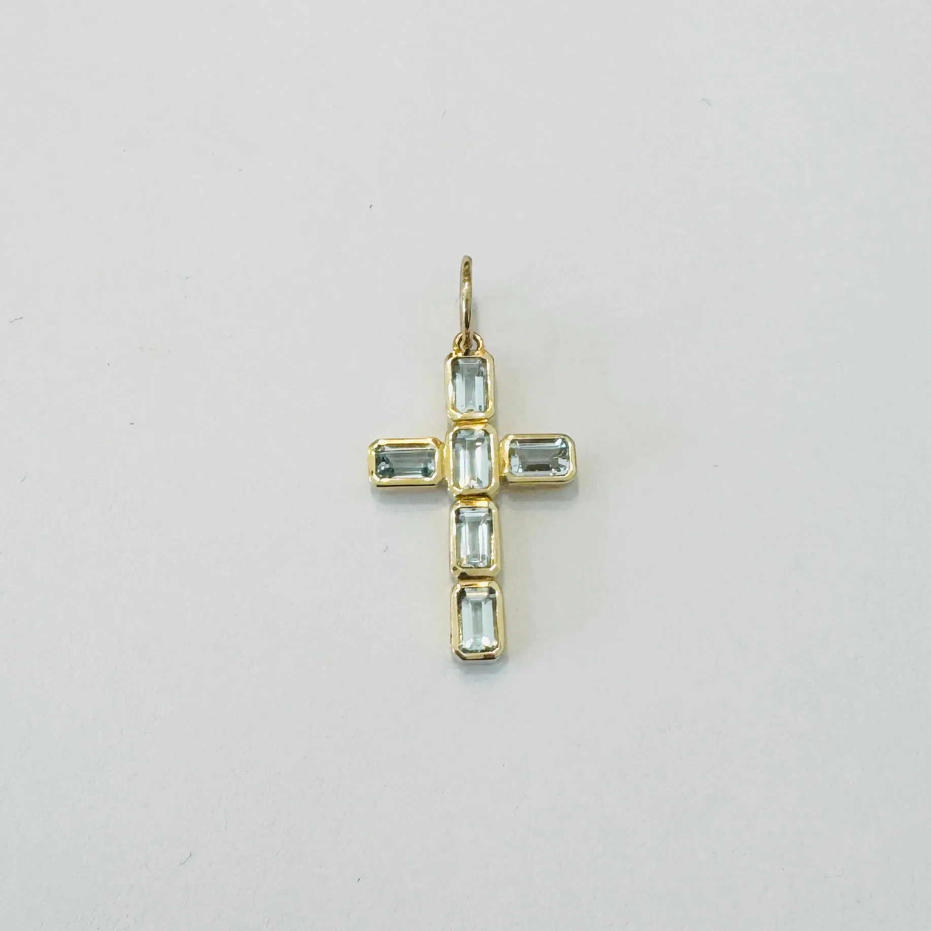 aquamarine cross pendant sold by Theodosia