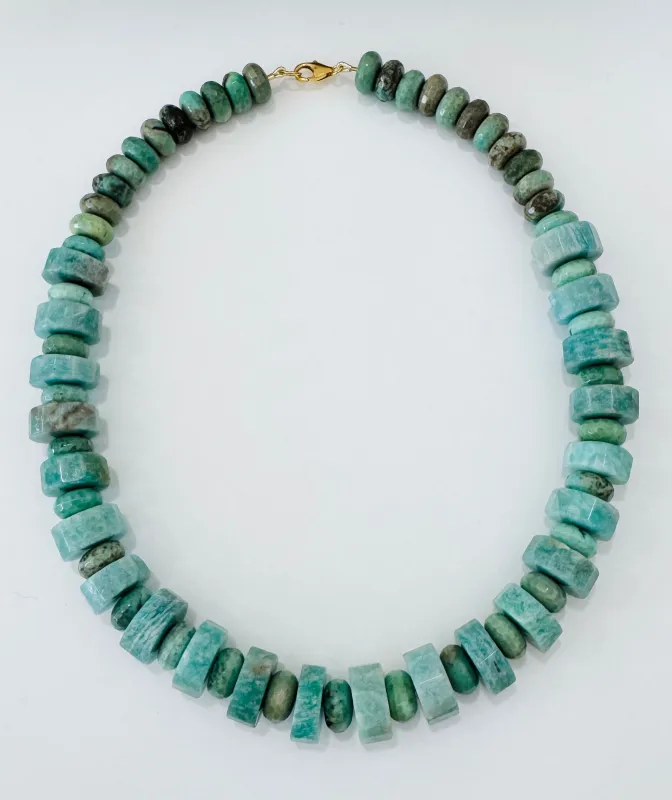 Russian amazonite statement necklace made by Theodosia