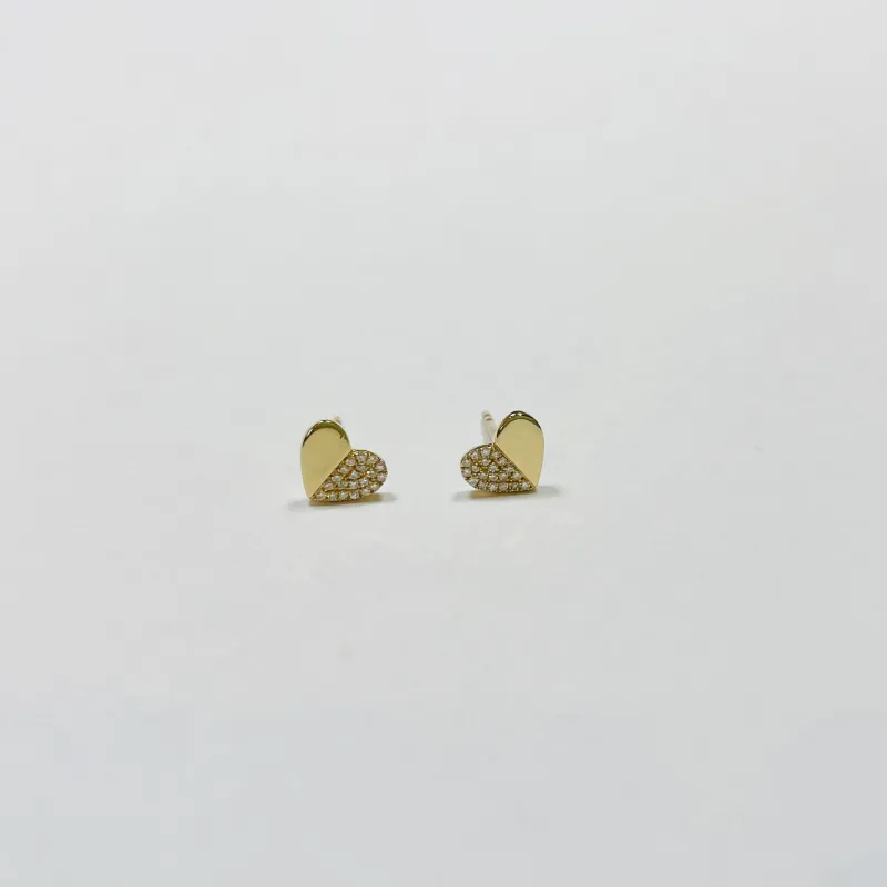 half and half heart studs, medium made by Theodosia