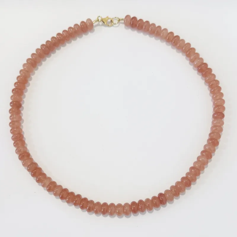 peach agate candy necklace made by Theodosia