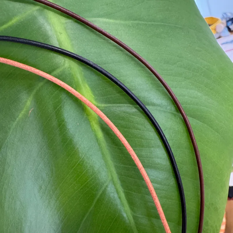 14 kt gold leather cord chain made by Theodosia