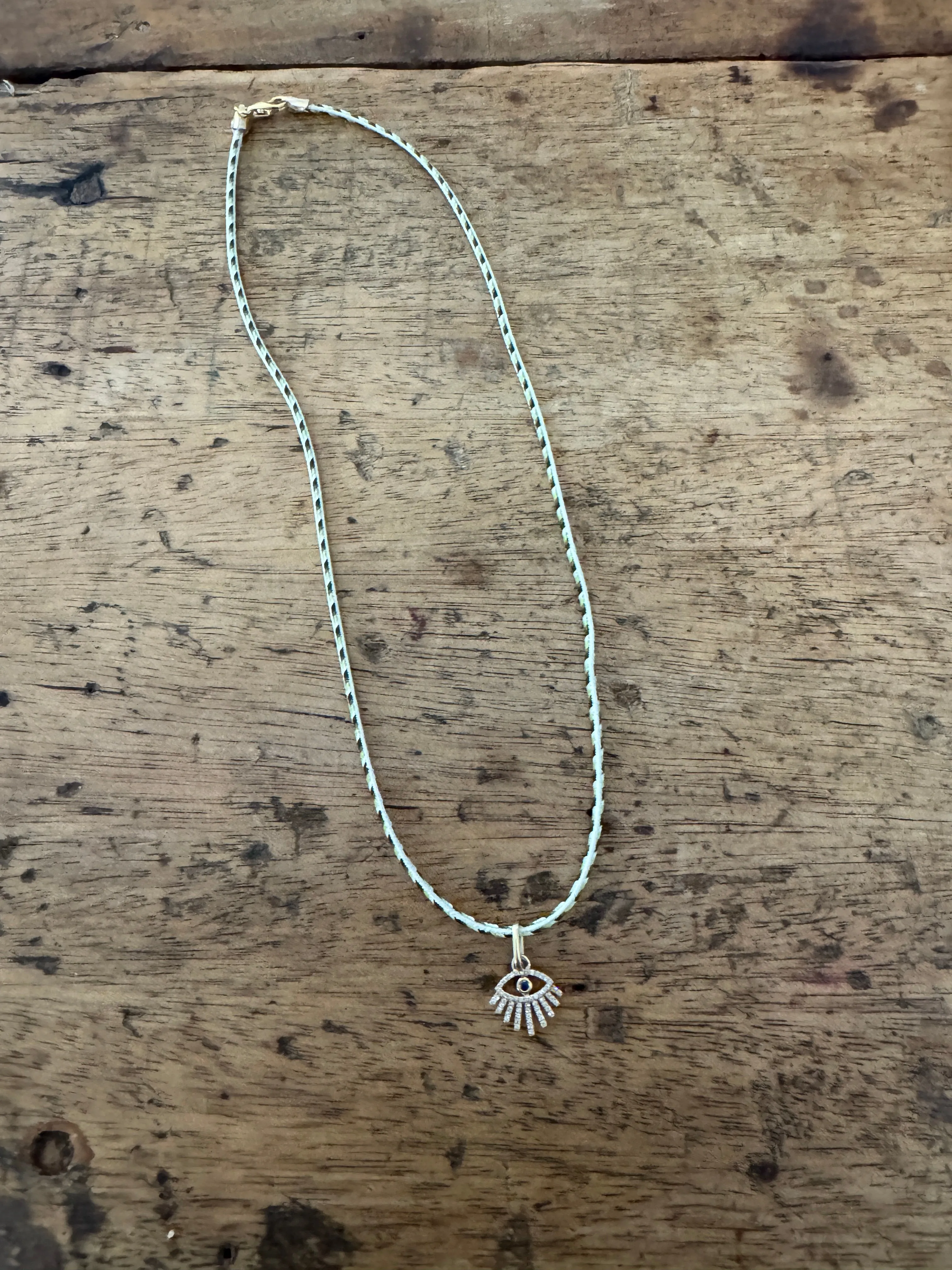 evil eye charm on Kumihimo silk cord sold by Theodosia product image thumbnail 2