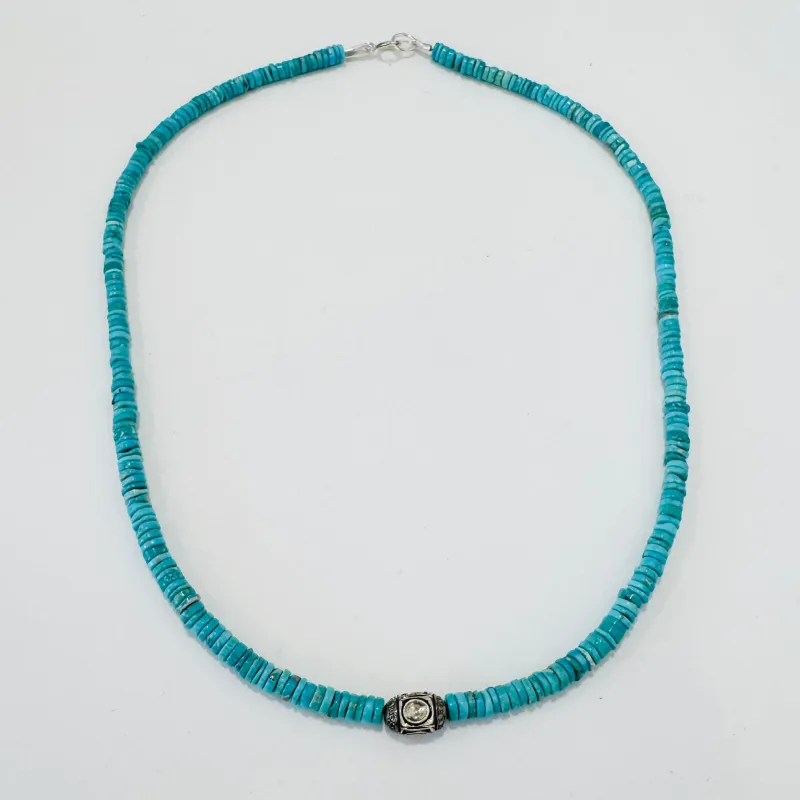 turquoise with diamond and silver bead made by Theodosia