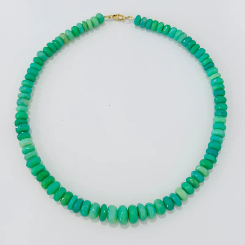German cut green opal candy necklace made by Theodosia