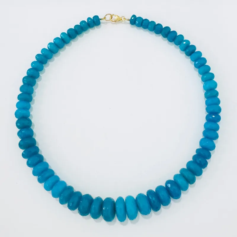 German cut blue opal candy necklace made by Theodosia