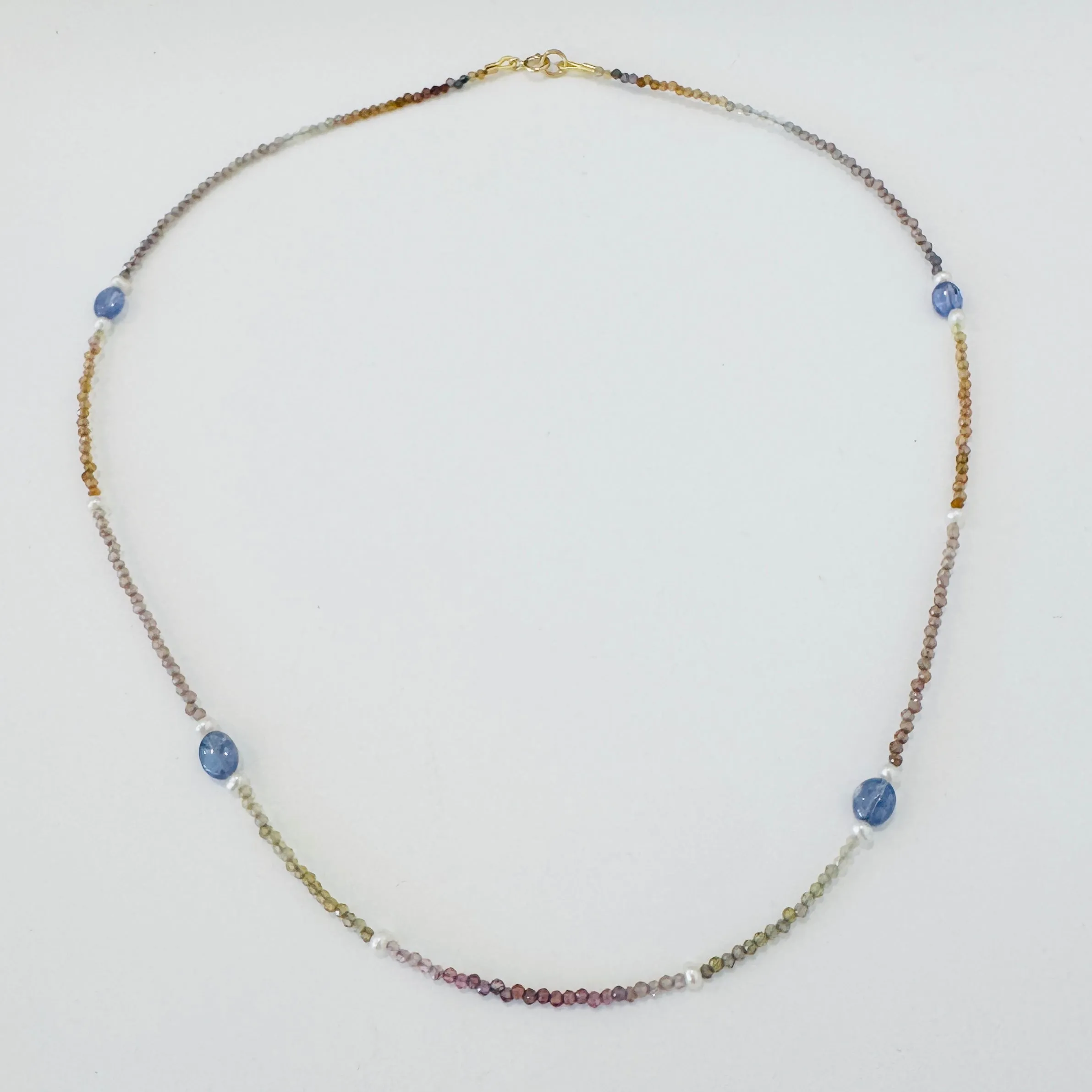 pastel sapphire, pearl, and seed bead necklace sold by Theodosia product image thumbnail 2