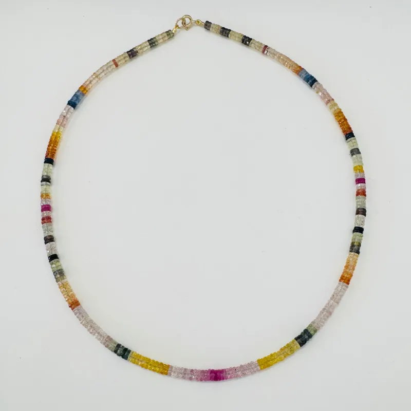 AAA quality sapphire heishi necklace sold by Theodosia