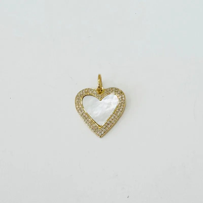 mother of pearl and diamond heart pendant made by Theodosia