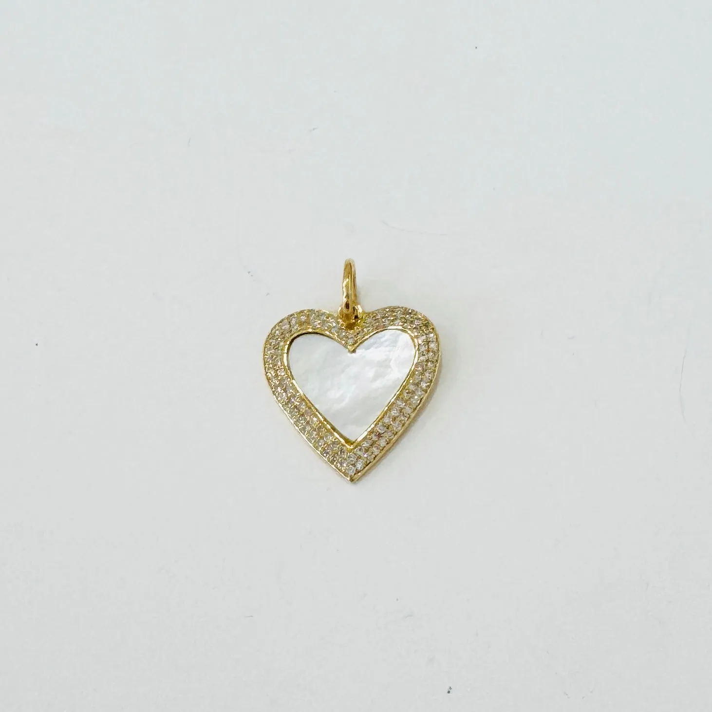mother of pearl and diamond heart pendant sold by Theodosia
