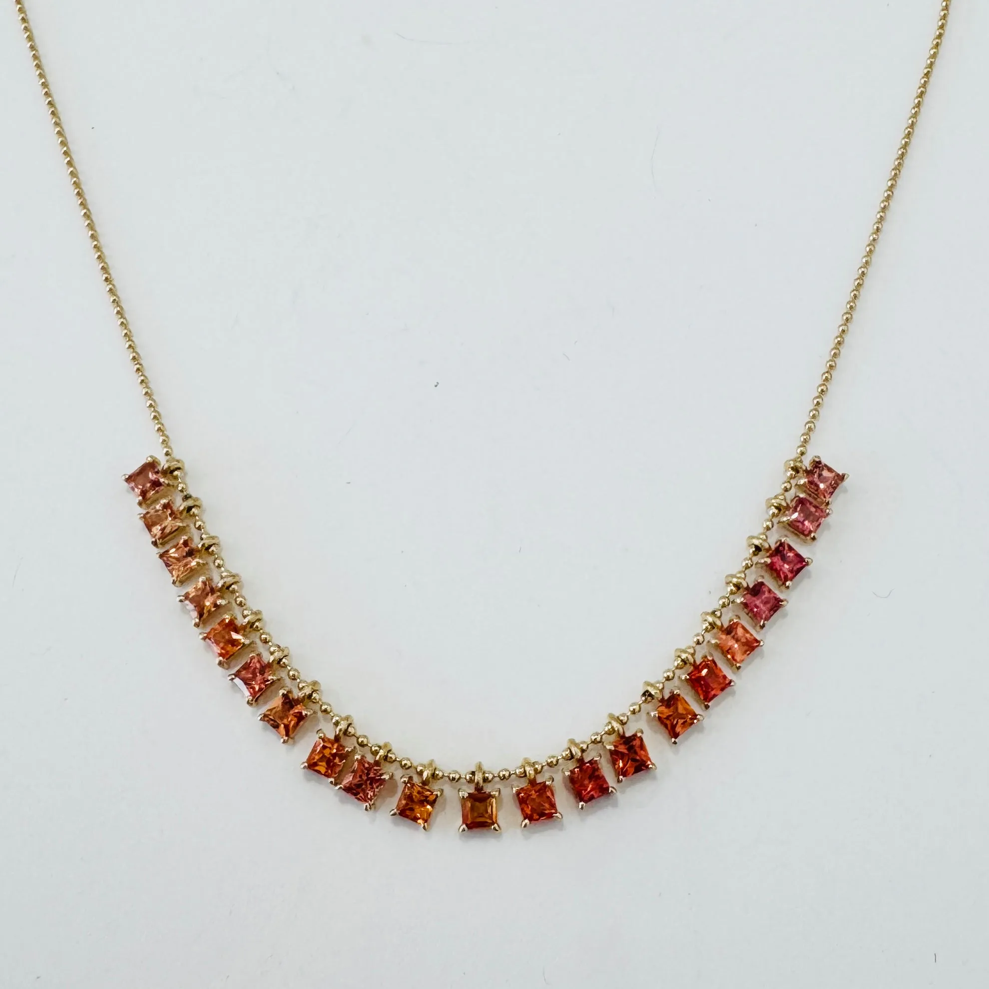 orange sapphire fringe necklace sold by Theodosia product image thumbnail 2