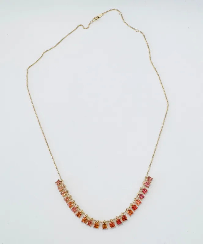 orange sapphire fringe necklace made by Theodosia