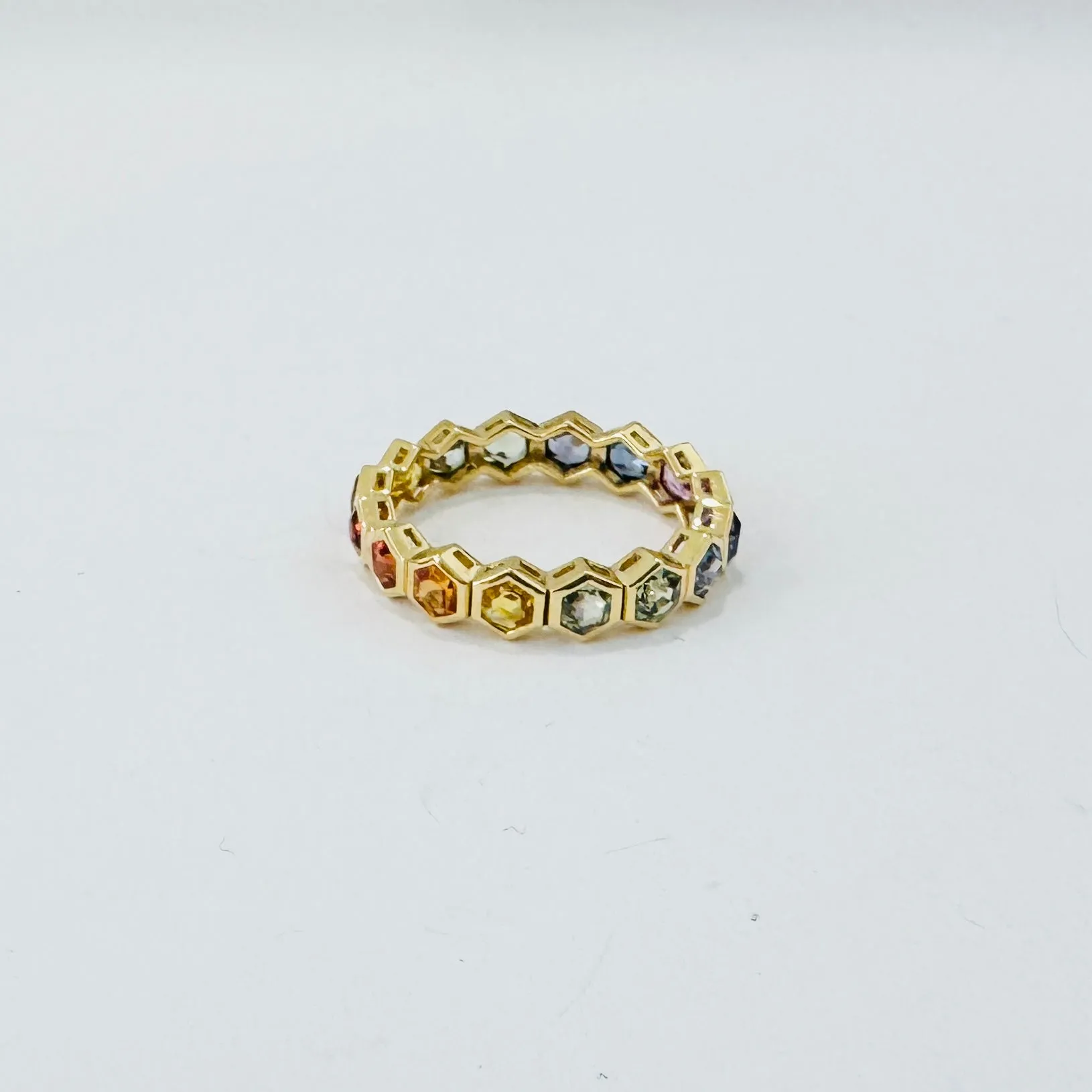 rainbow sapphire hexagon ring sold by Theodosia