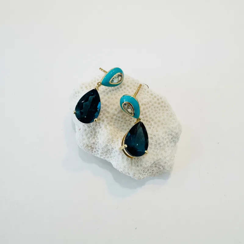 enamel topaz earrings made by Theodosia
