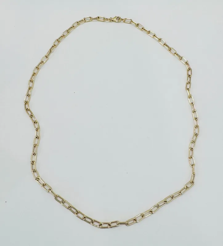 14k gold paperclip chain necklace made by Theodosia
