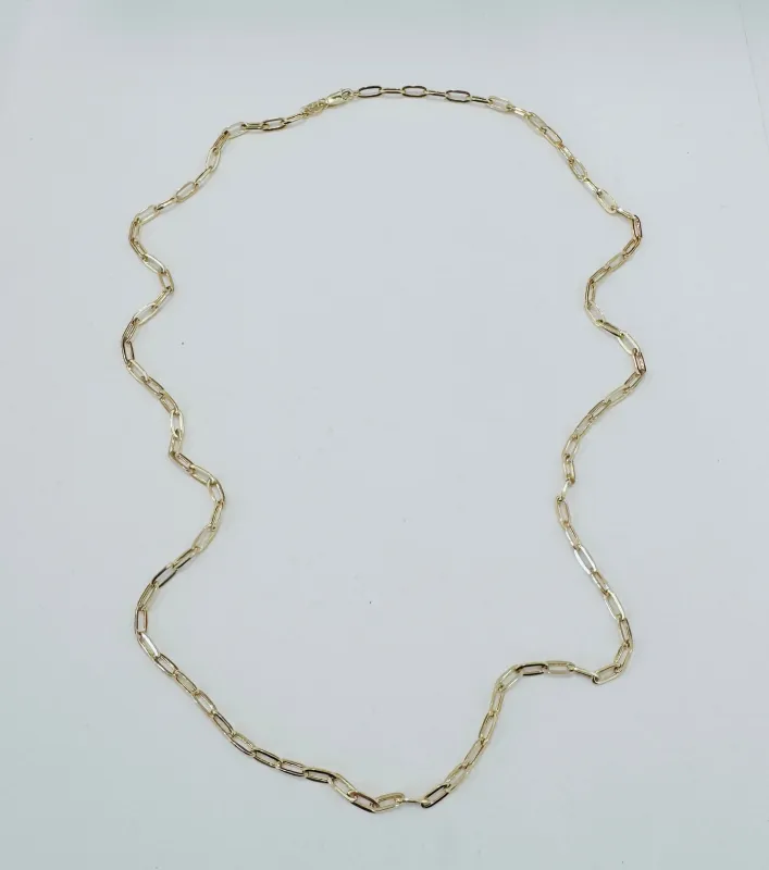 14k gold 4x7 mm paperclip chain, 22 inches made by Theodosia