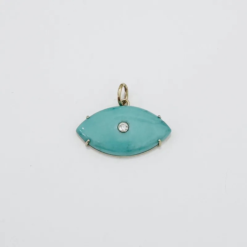 turquoise evil eye pendant made by Theodosia