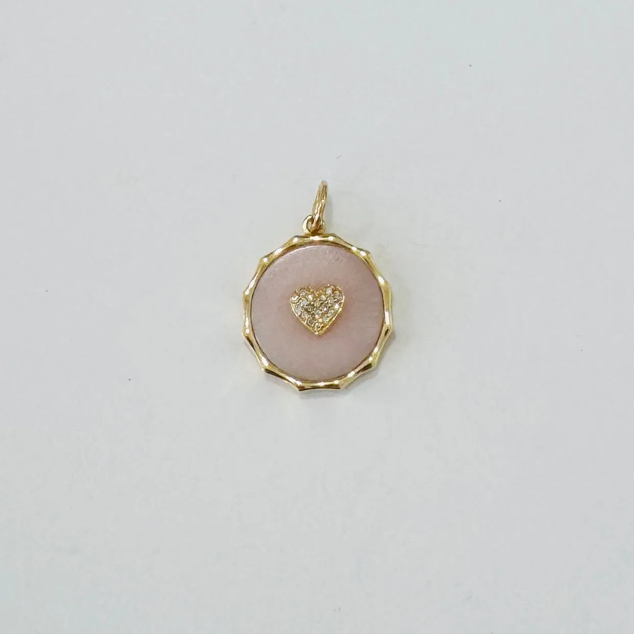 pink opal scallop heart pendant sold by Theodosia