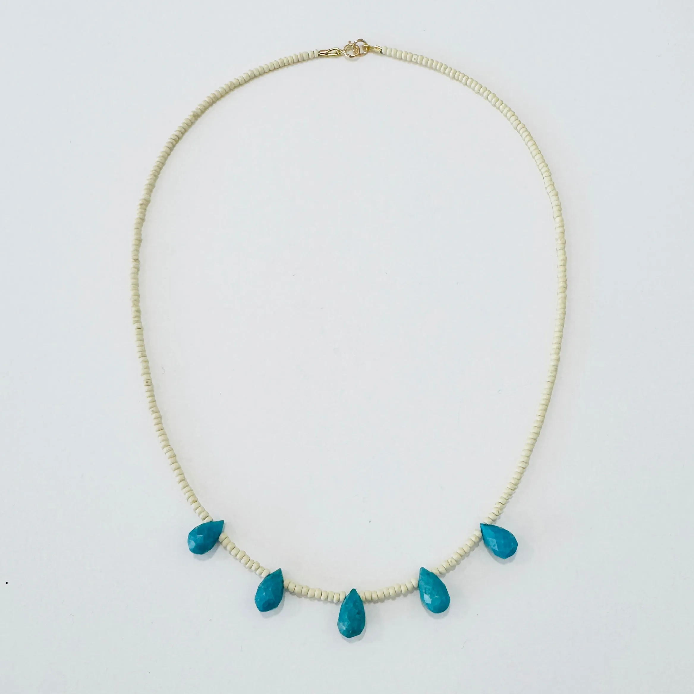 briolette delicate, turquoise and shell sold by Theodosia