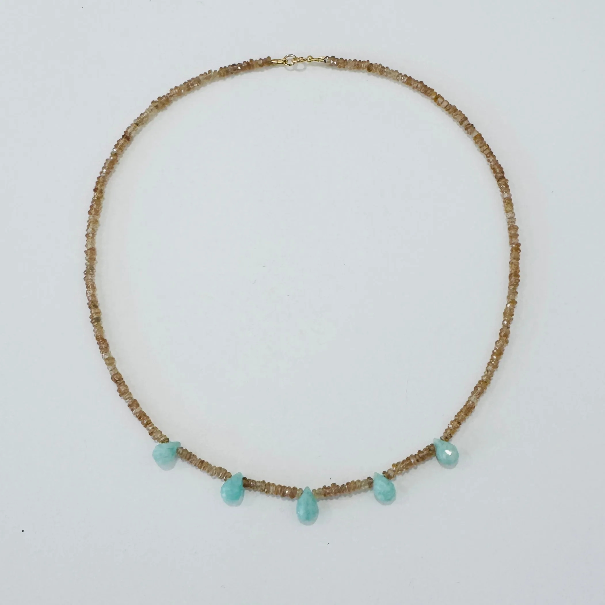 briolette delicate, amazonite and zircon sold by Theodosia