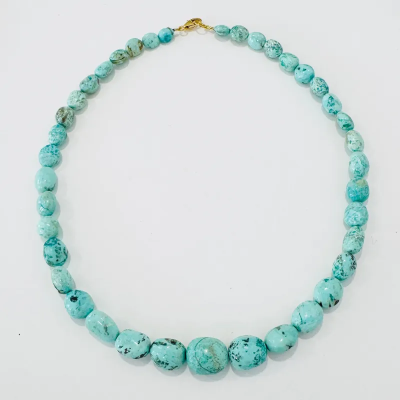 graduated turquoise nugget necklace made by Theodosia