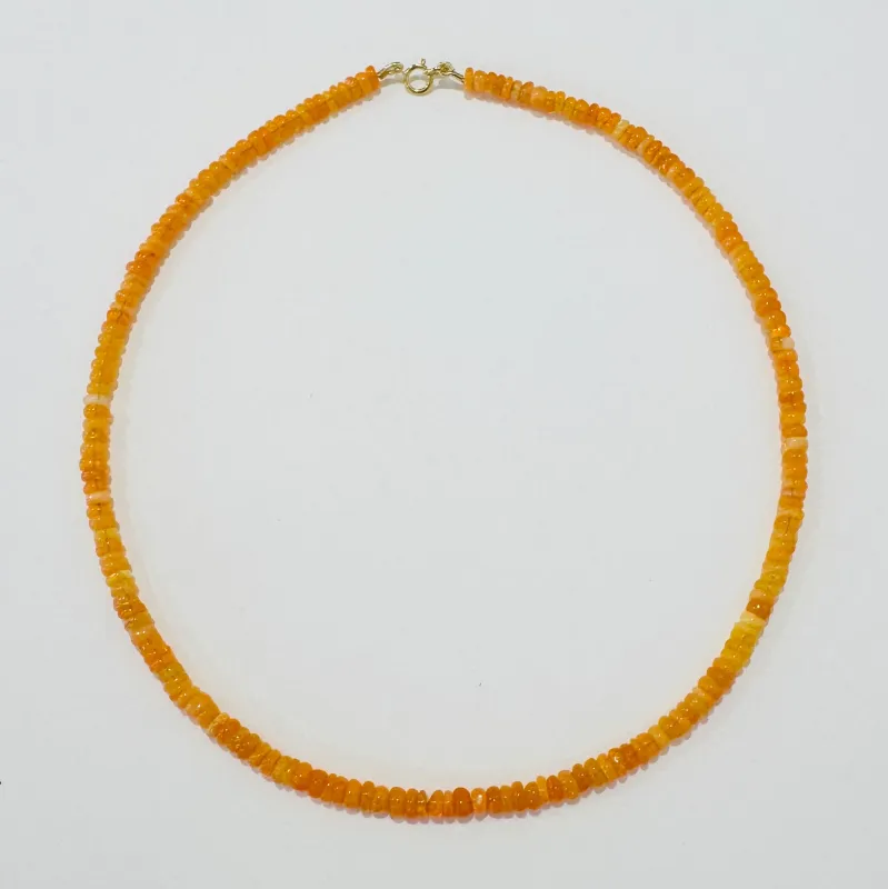 orange sherbet opal necklace made by Theodosia
