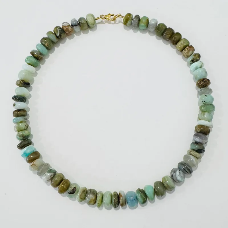 robins egg opal candy necklace made by Theodosia