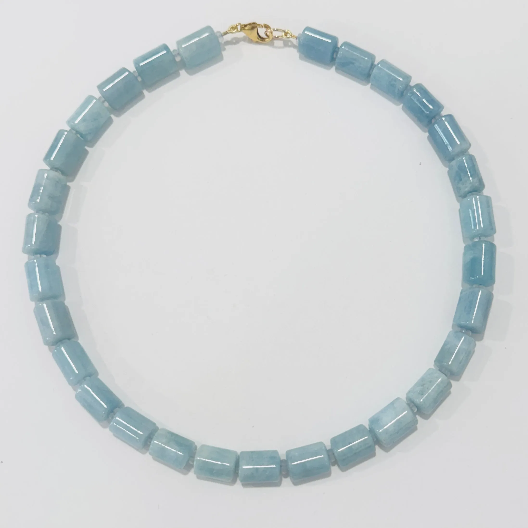 aquamarine tube necklace sold by Theodosia