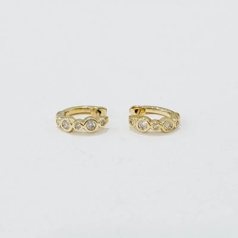 bezel diamond huggies made by Theodosia