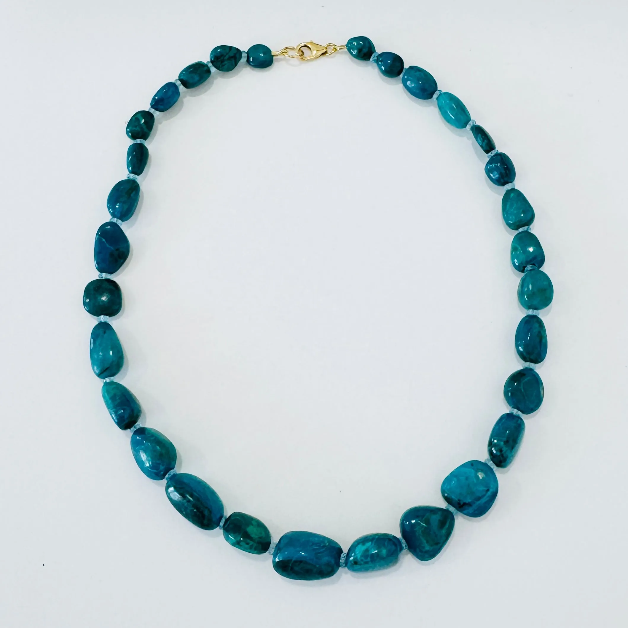 chrysocolla nugget necklace sold by Theodosia