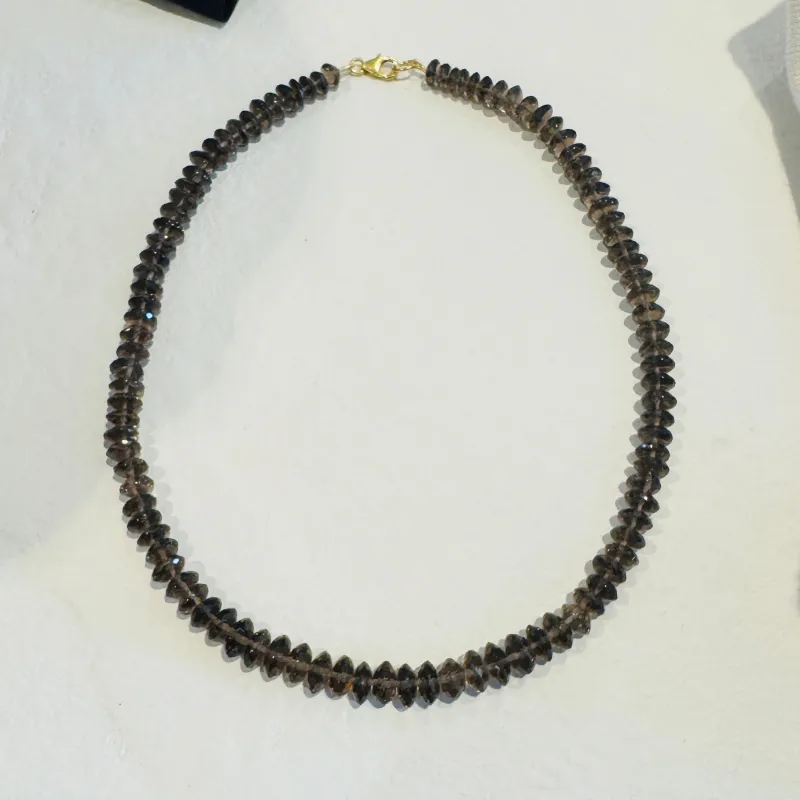 german cut Smokey topaz candy necklace made by Theodosia