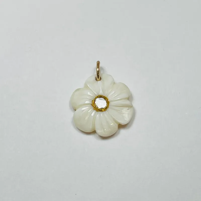 carved white agate flower pendant, 3/4 inches made by Theodosia
