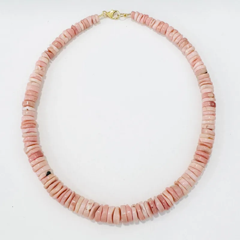 rugged pink opal graduated candy necklace made by Theodosia