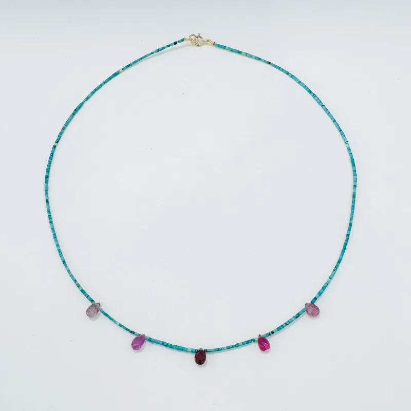briolette delicate, turquoise and sapphire made by Theodosia