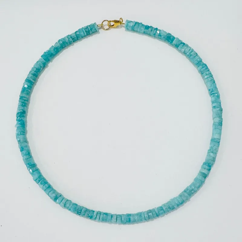 faceted amazonite heishi necklace, 6mm made by Theodosia