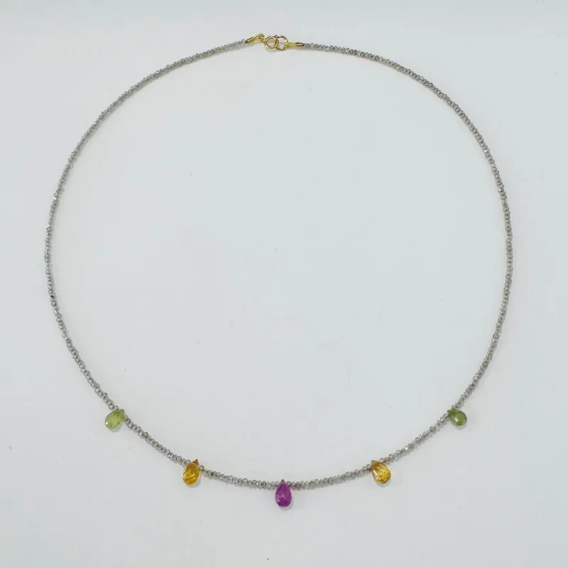 briolette delicate, zircon, and sapphire made by Theodosia