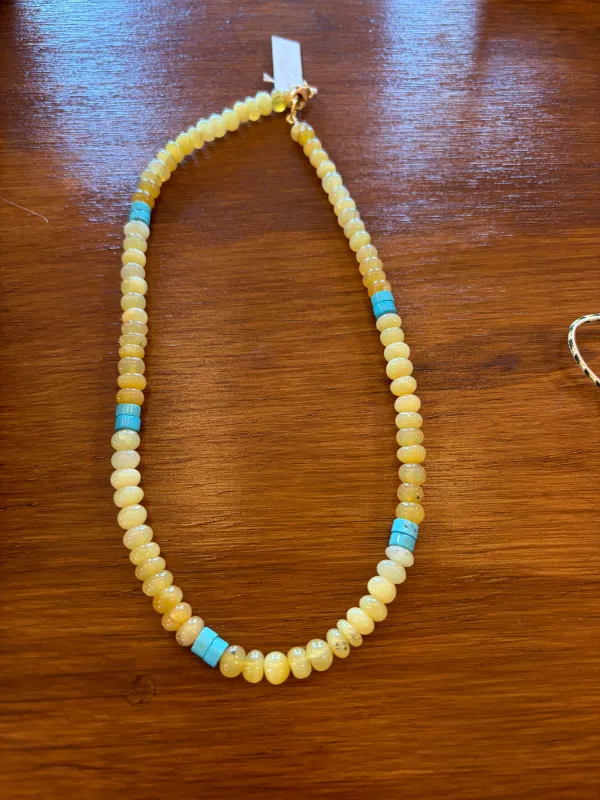 surf side yellow opal turquoise candy necklace made by Theodosia