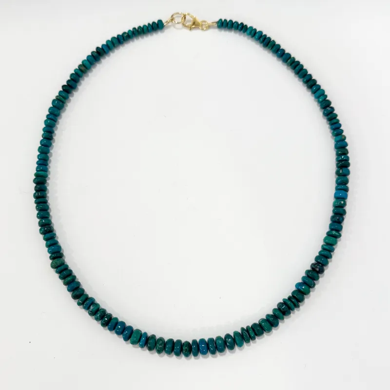 Chrysocolla graduated necklace made by Theodosia