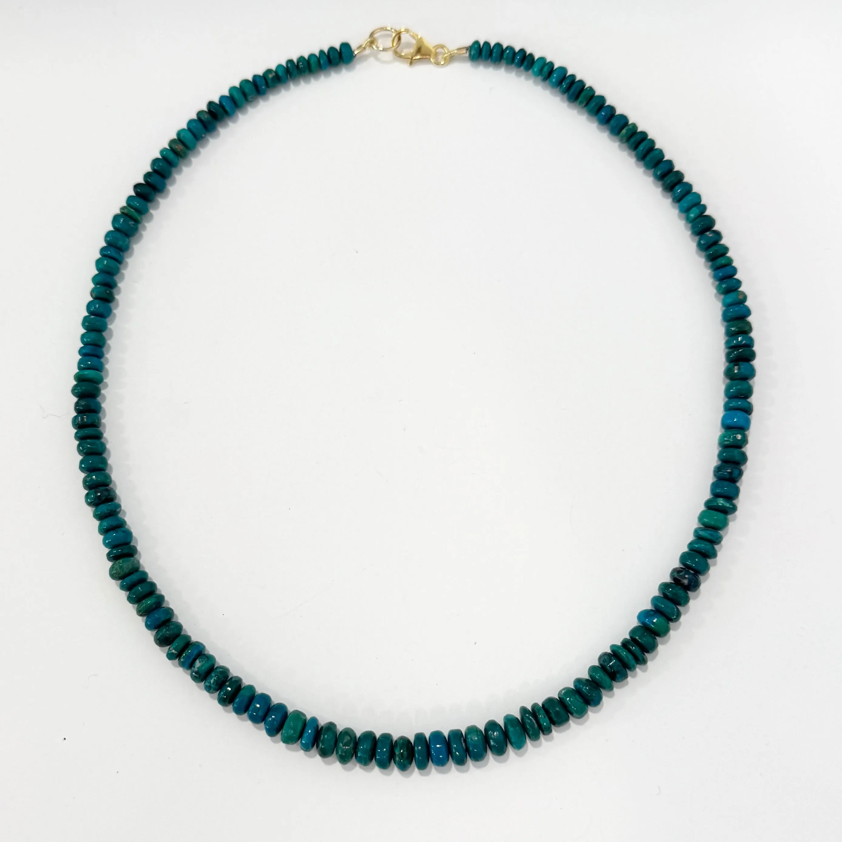 Chrysocolla graduated necklace sold by Theodosia