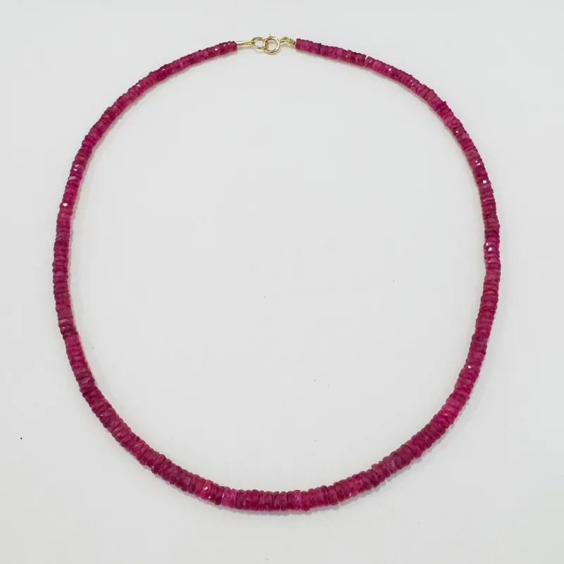 ruby heishi necklace made by Theodosia