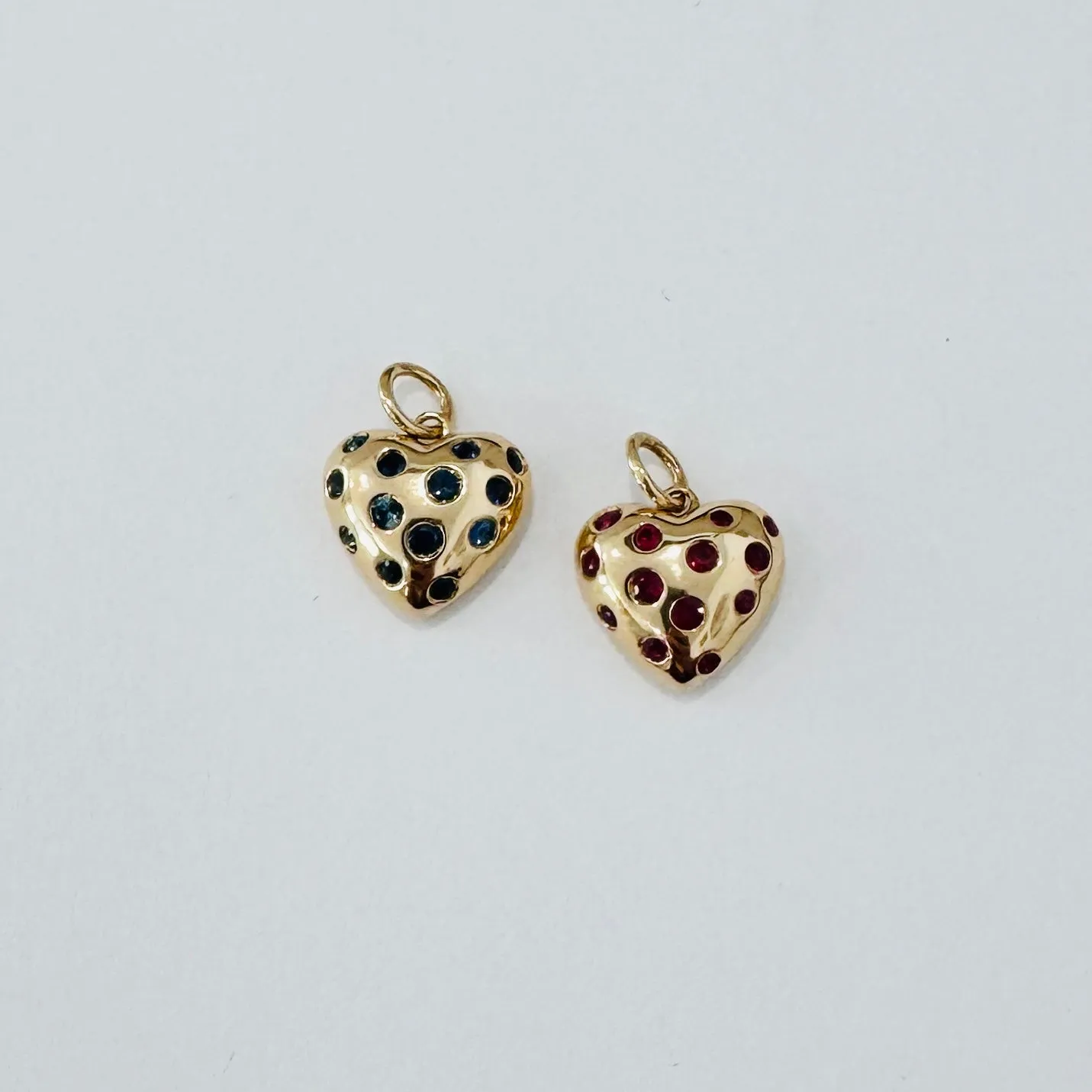 puffy studded gemstone heart charm sold by Theodosia