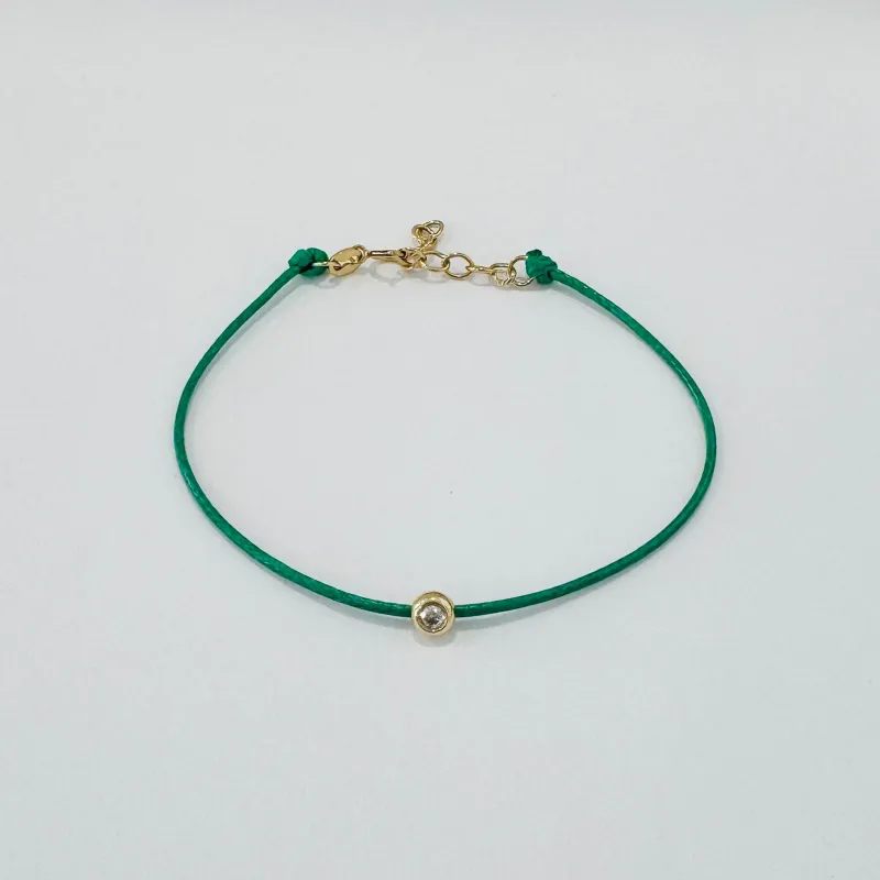 bezel set diamond cord bracelet made by Theodosia