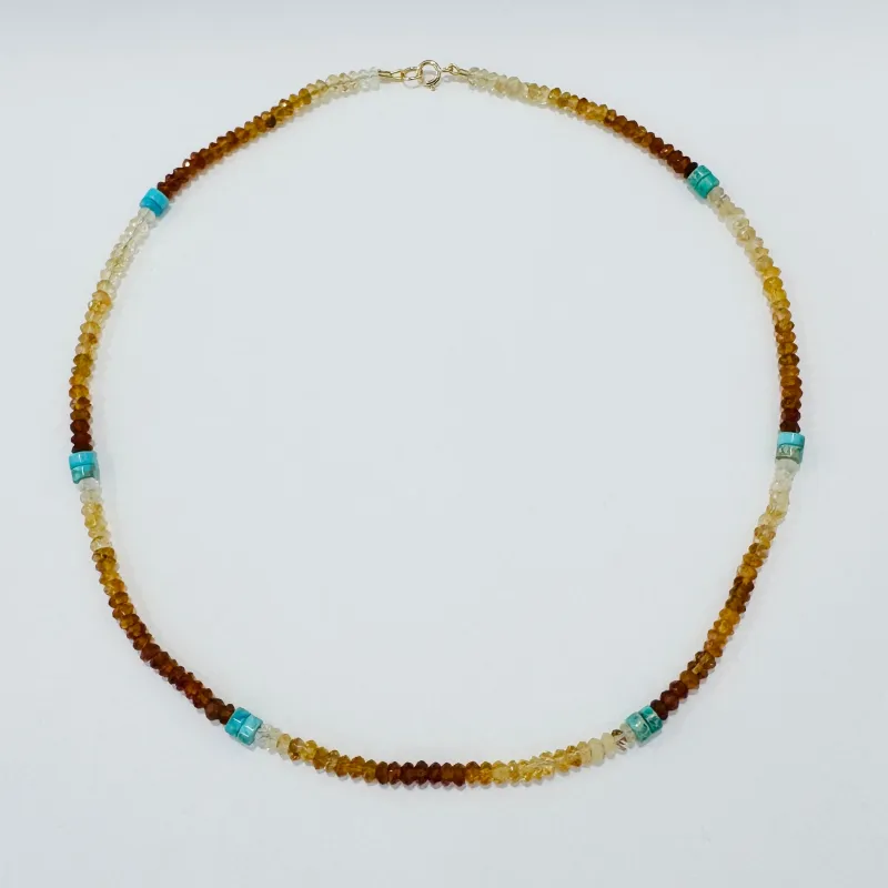 desert sands citrine and turquoise candy necklace made by Theodosia
