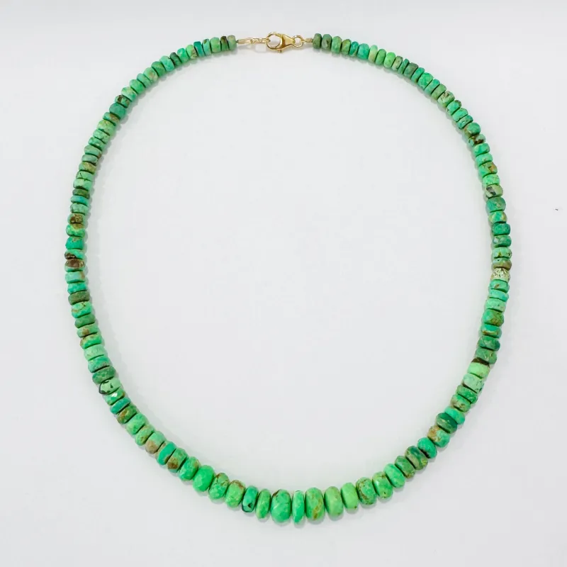 7-8mm faceted fluorescent green turquoise candy necklace made by Theodosia