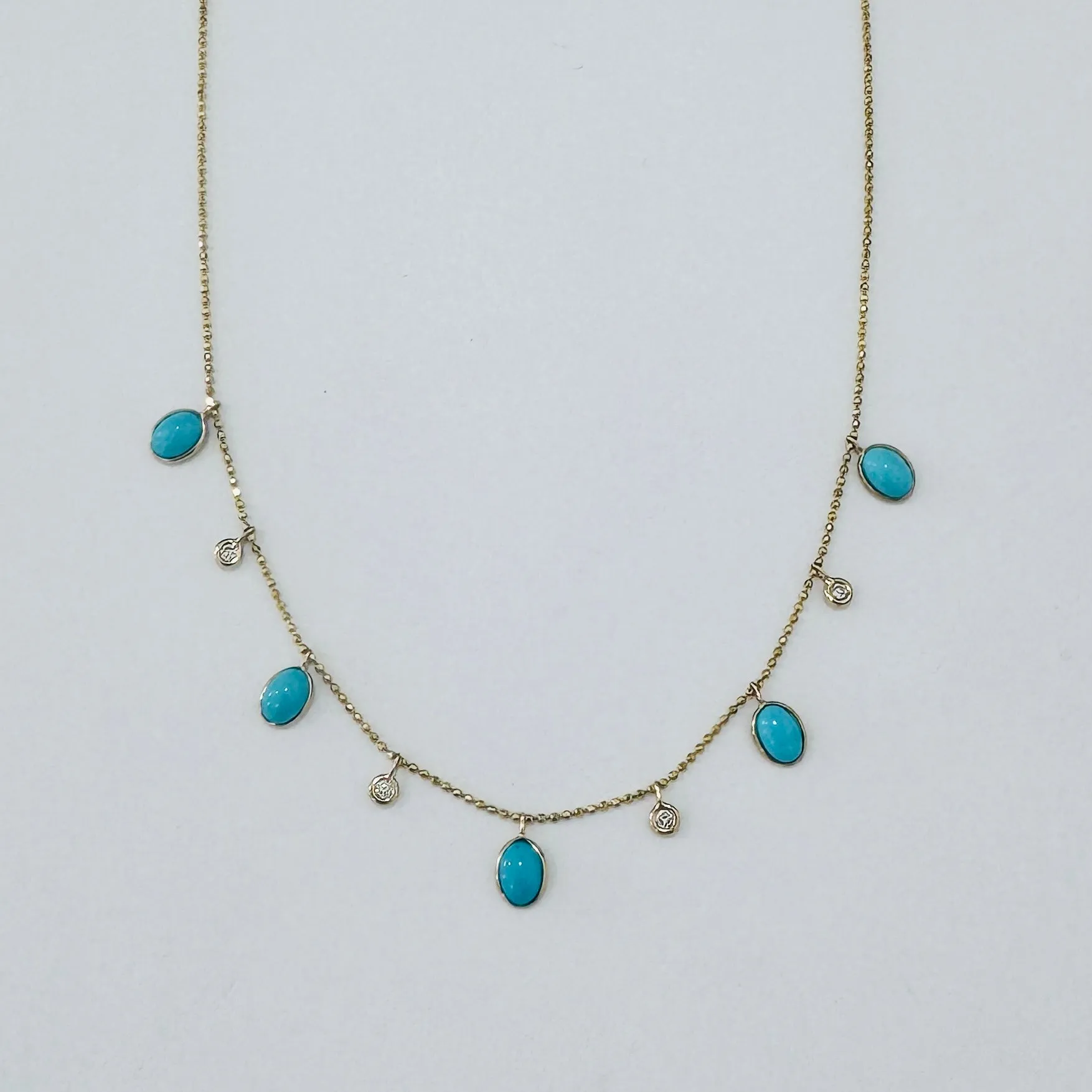 turquoise and diamond fringe necklace sold by Theodosia