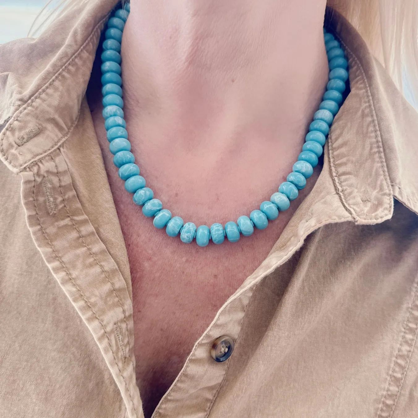 Cerulean blue larimar candy necklace sold by Theodosia product image thumbnail 2