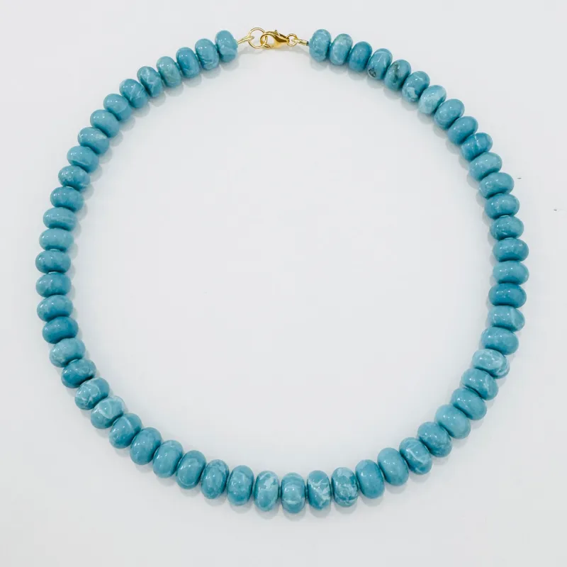 Cerulean blue larimar candy necklace made by Theodosia