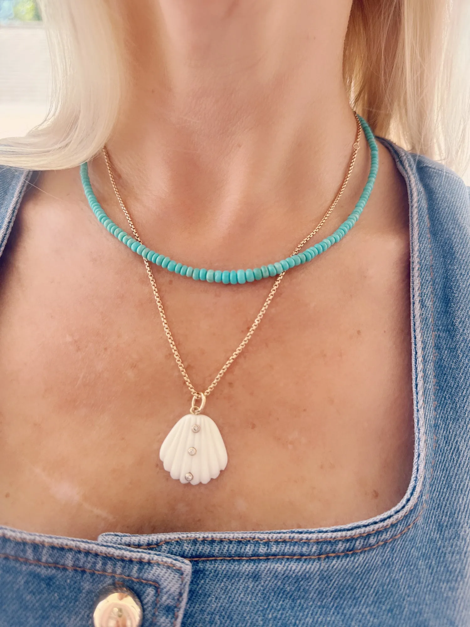 blue gem turquoise necklace sold by Theodosia product image thumbnail 2