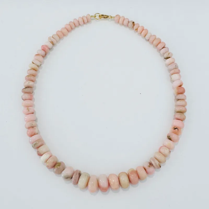 pink opal graduated candy necklace with matrix inclusions made by Theodosia
