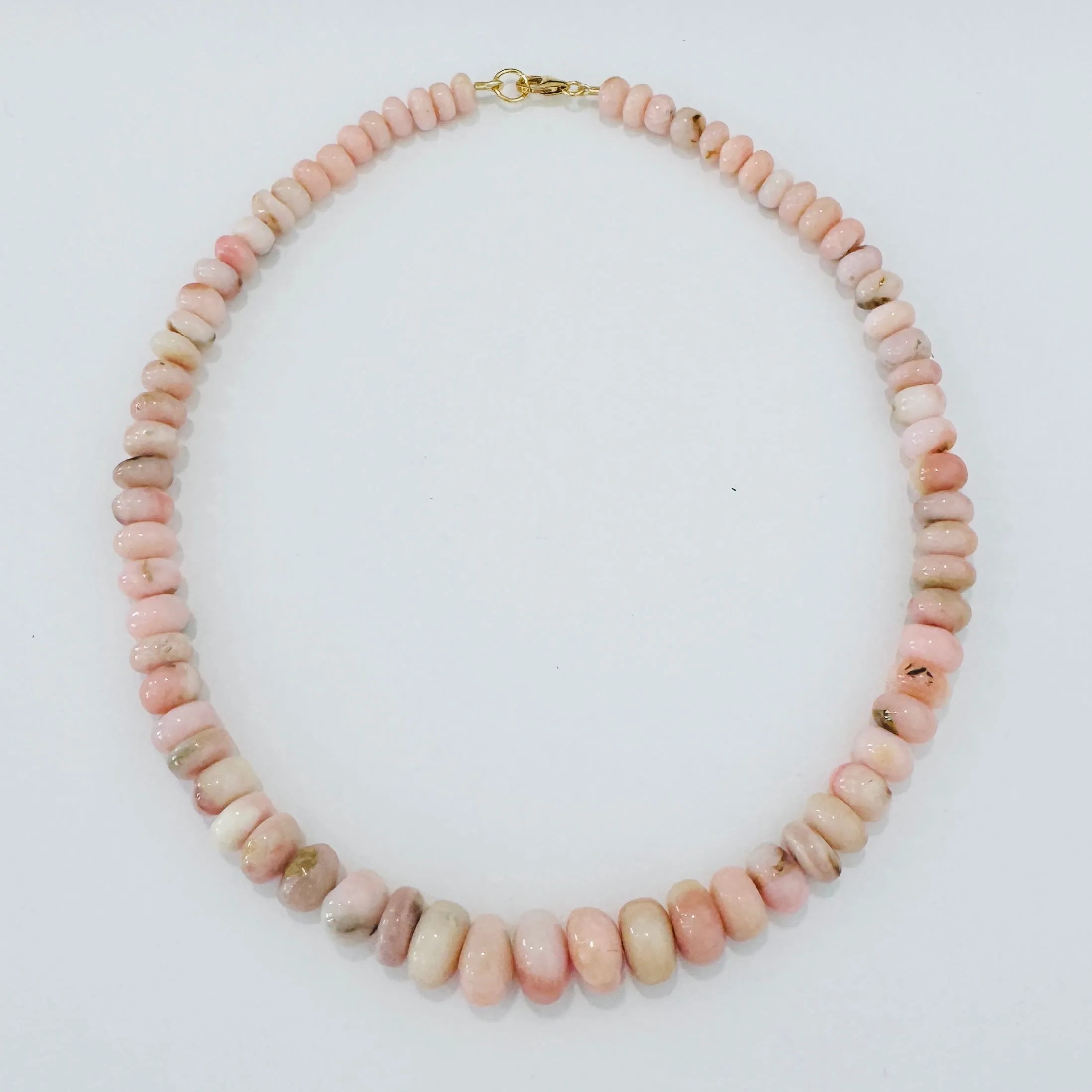 pink opal graduated candy necklace with matrix inclusions sold by Theodosia